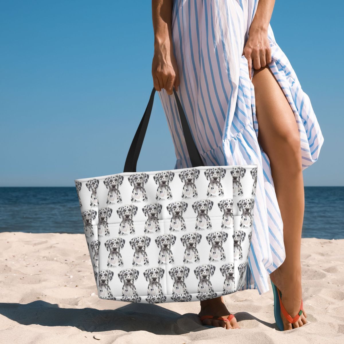 Yoga Fitness Tote - Dalmatian Beach Tote Bag Sport Gym