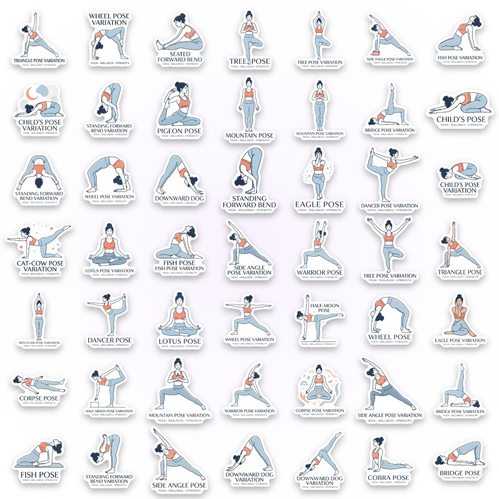 50Pcs Yoga Pose Stickers, Fitn - Yoga Fitness Studio recension och pris