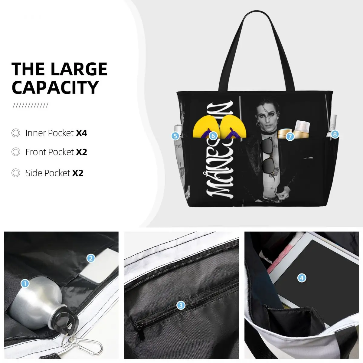 Damiano David Maneskin Beach T - Yoga Fitness Tote recension och pris