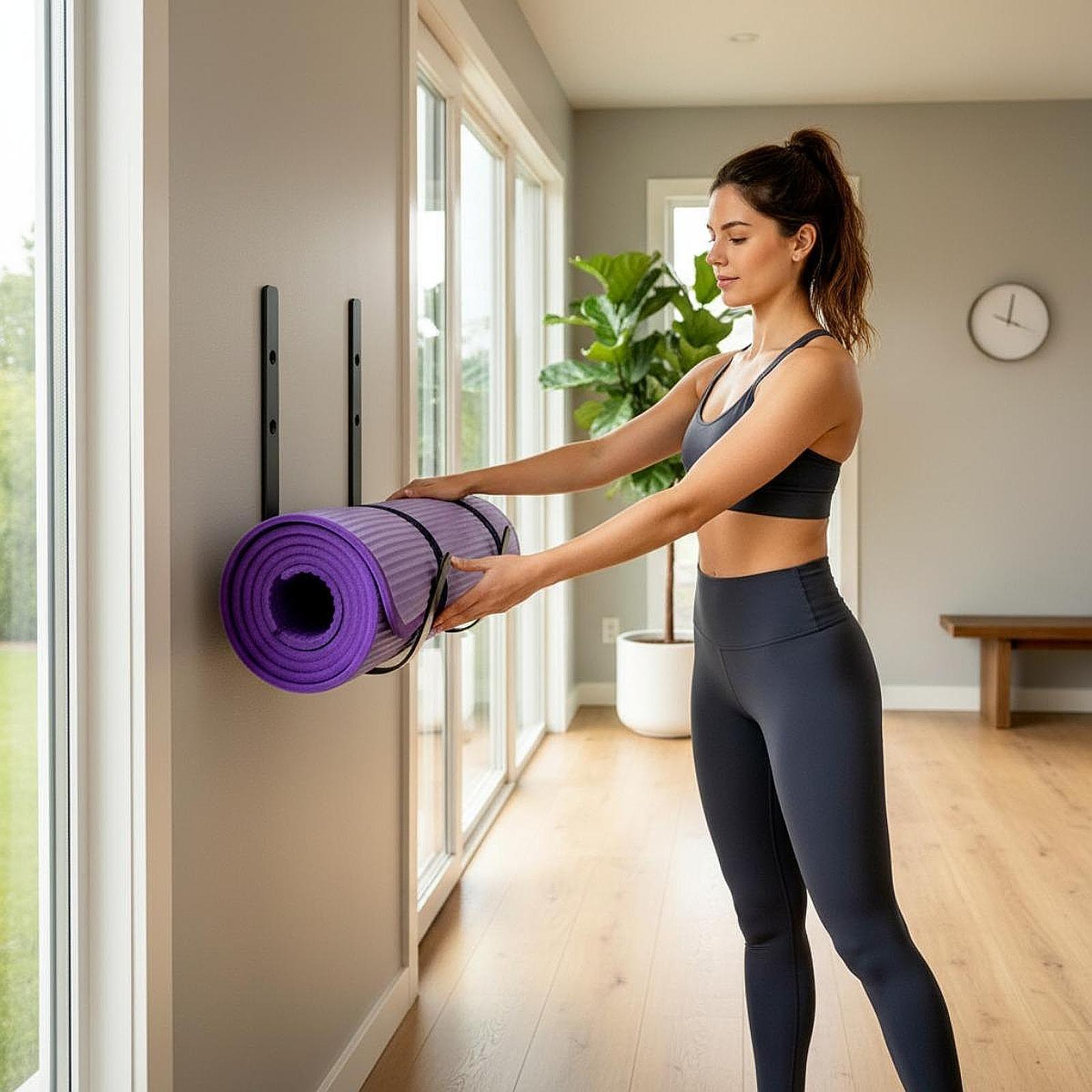 Wall Mounted Yoga Mat Holder C - Yoga Fitness Studio recension och pris