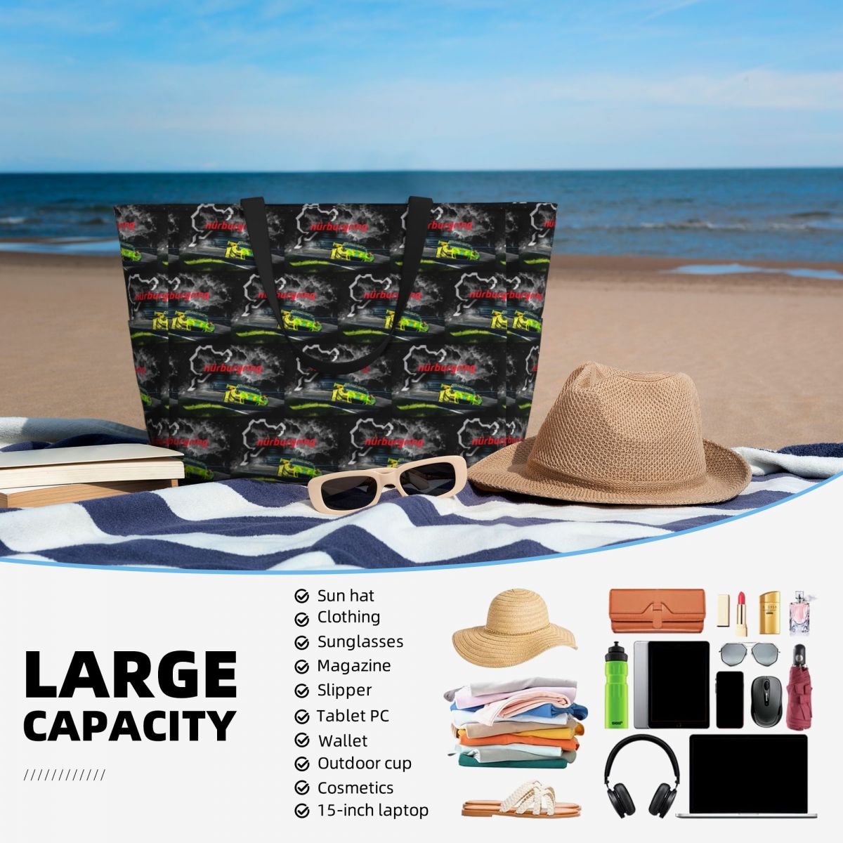 Nurburgring Print Beach Tote B - Yoga Fitness Tote recension och pris
