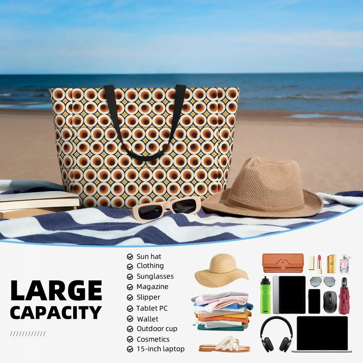 1970s Orange Mid-Century Moder - Yoga Fitness Tote recension och pris